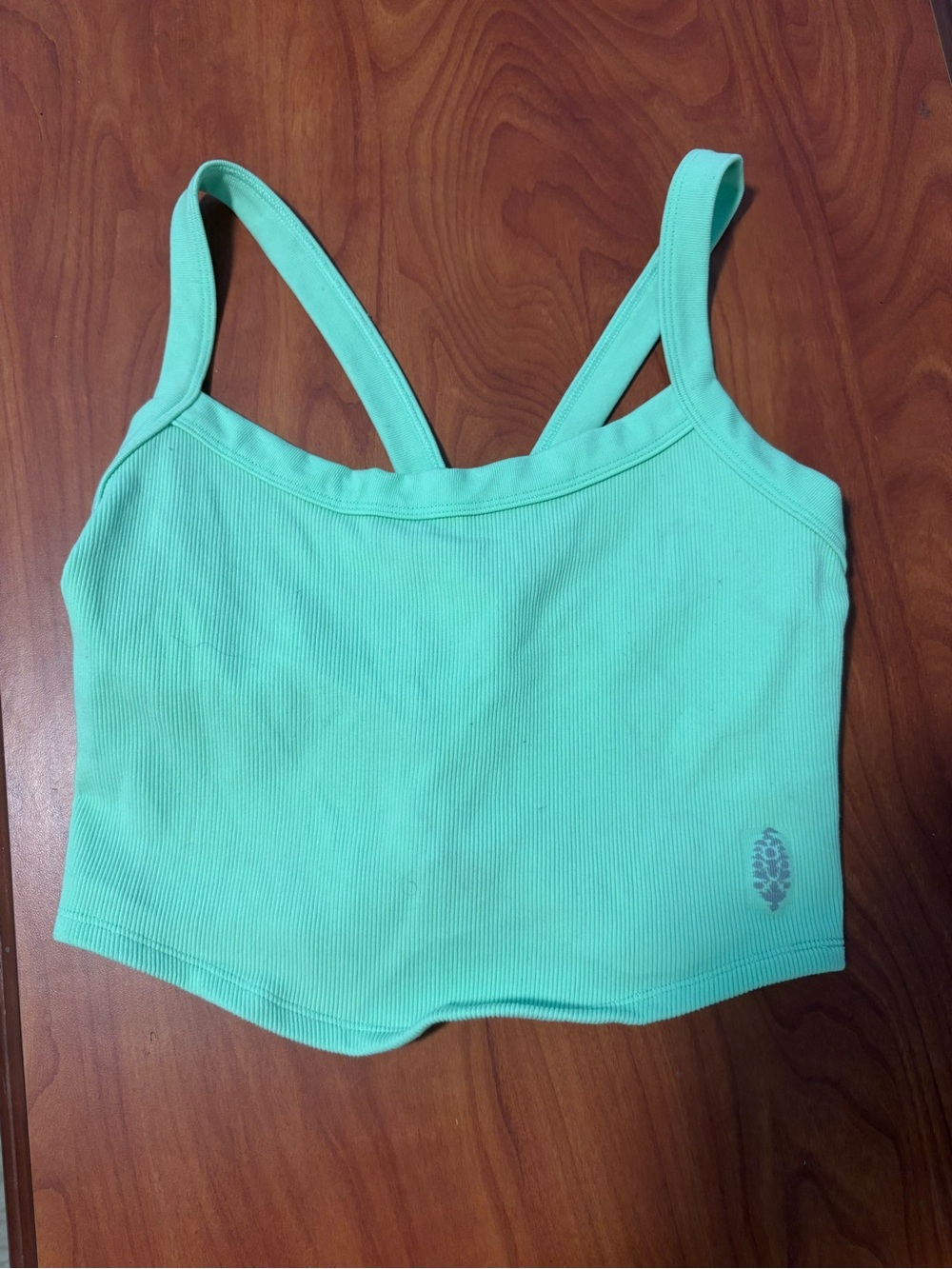 Free People Mint Green Ribbed Cropped Tank